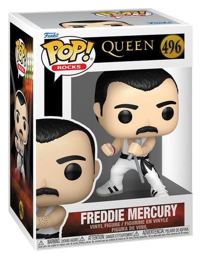 Dronning POP! Rocks Vinylfigur Freddie Mercury (hvid singlet) 9 cm
