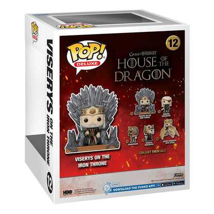 Haus des Drachen Pop! Deluxe -Vinyl -Figur -Viserys auf Thron 9 cm