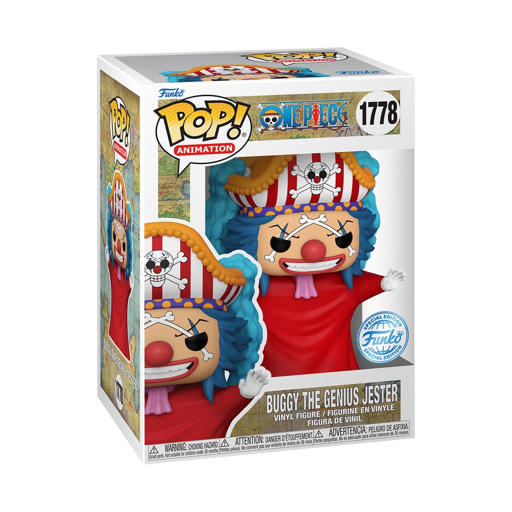 ¡One Piece Pop! Películas Figura de vinilo Buggy (post-skip) Exclusivo 9 cm