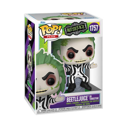 Beetlejuice Pop! Plus film vinylfigur Beetlejuice m/gravsten 9 cm