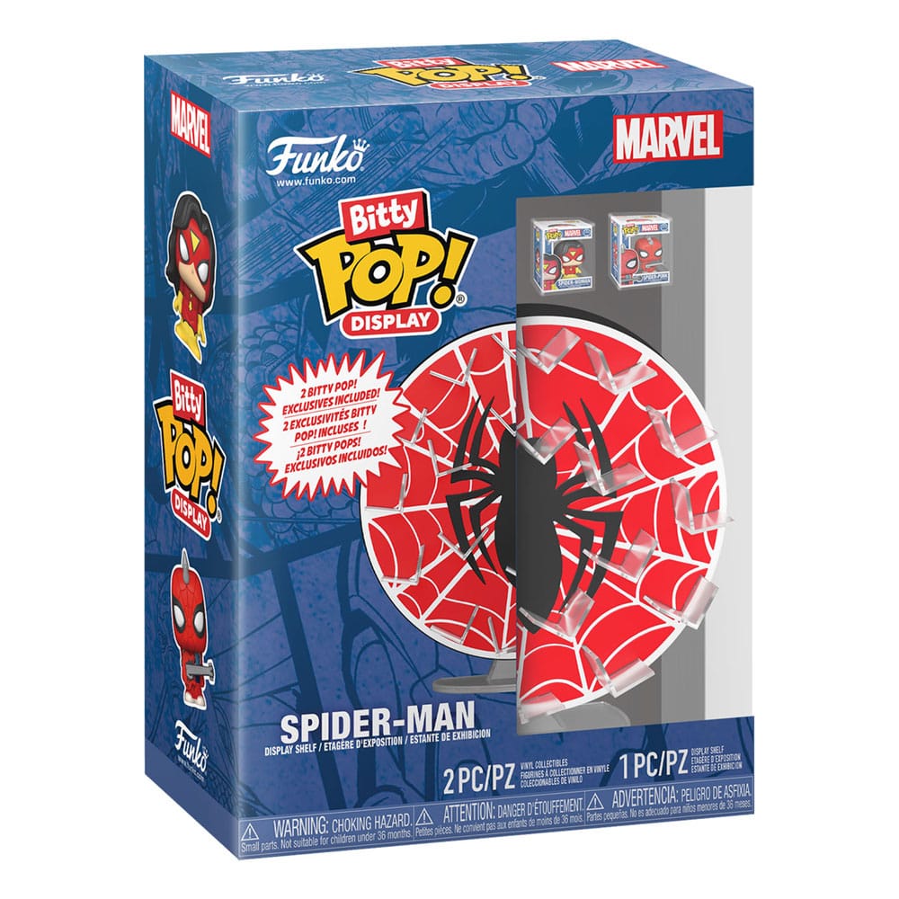 Marvel Bitty Pop! Mostrar con 2 figuras de vinilo Spider-Man Web
