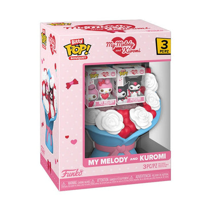 Sanrio Bitty POP! Buket Vinil Şekil 2'li Paket My Melody ve Kuromi (Sevgililer Günü) 4 cm