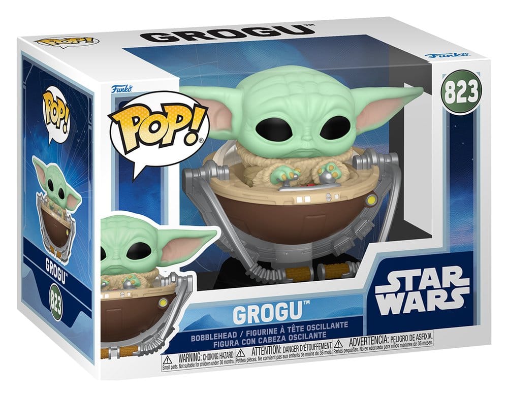 Star Wars: The Mandalorian og Grogu POP! Vinyl Bobblehead Figur Grogu i Barnevogn 9 cm