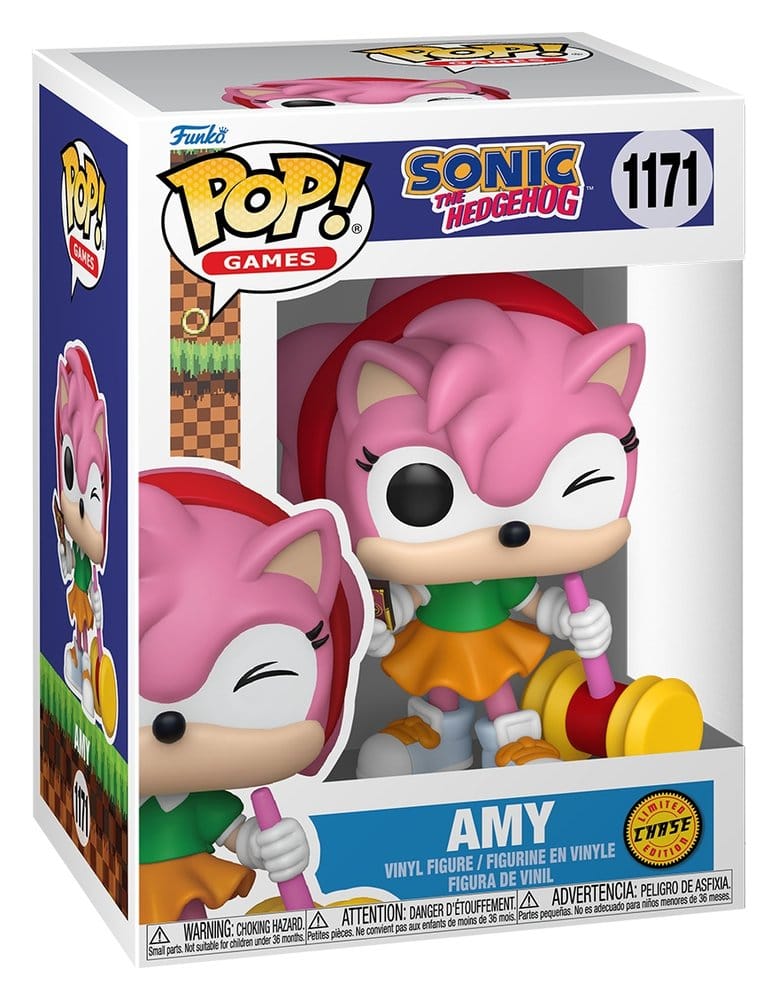 Sonic - The Hedgehog POP! Spill Vinylfigurer Amy Rose med Piko Hammer med Chase 9 cm Sortiment (6)