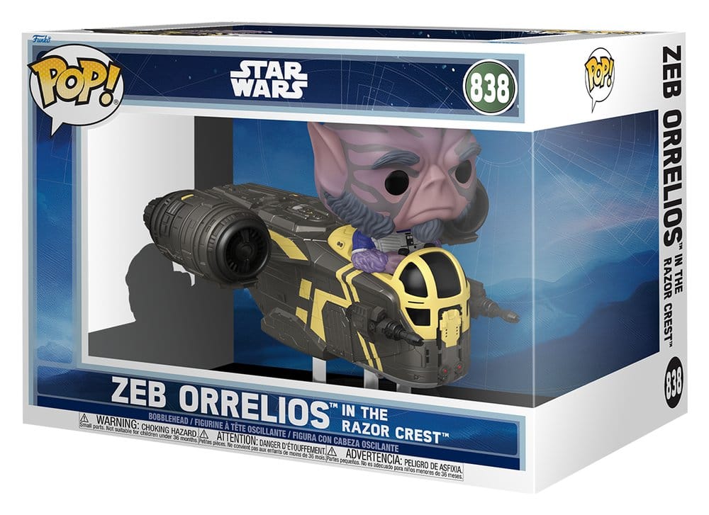 Star Wars: The Mandalorian og Grogu POP! Rides Deluxe Vinyl Bobblehead Figur Zeb Orrelios in the Razor Crest 9 cm