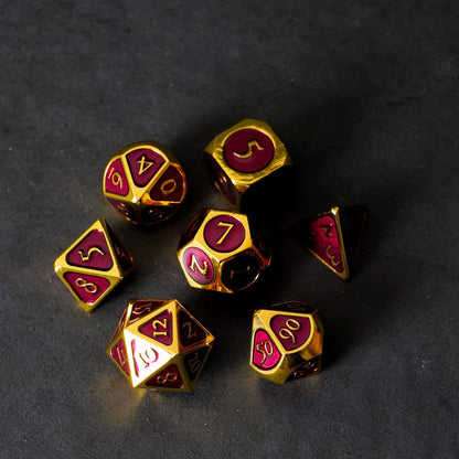 Fanroll Dice Set Gold con esmalte morado (7)