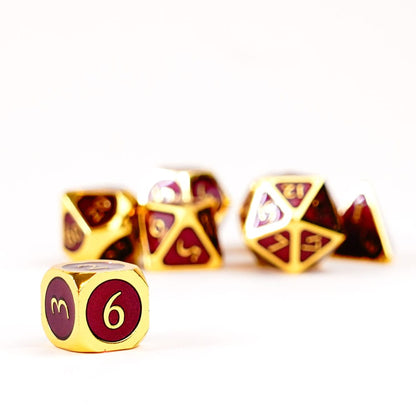 Fanroll Dice Set Gold con esmalte morado (7)
