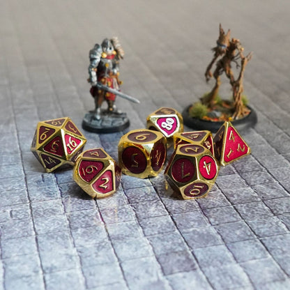 Fanroll Dice Set Gold con esmalte morado (7)