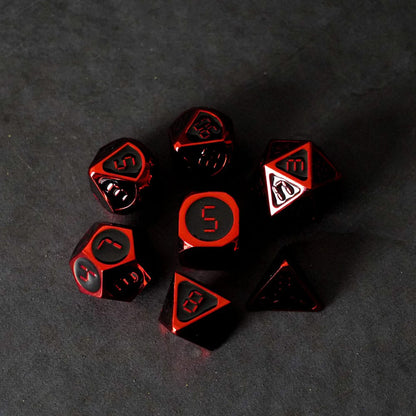 Dice de fanroll réglé rouge avec de l'émail noir (7)