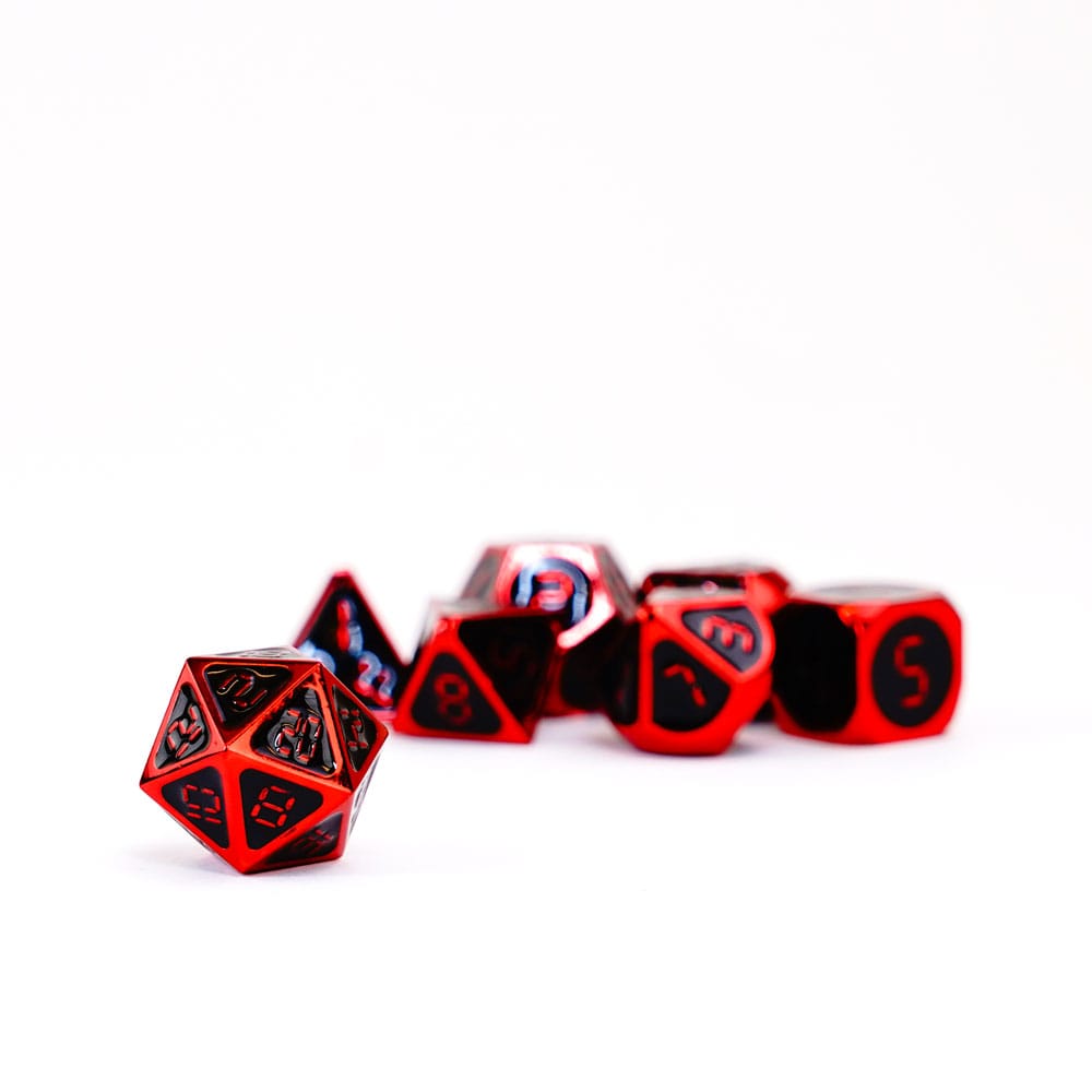 Dice de fanroll réglé rouge avec de l'émail noir (7)