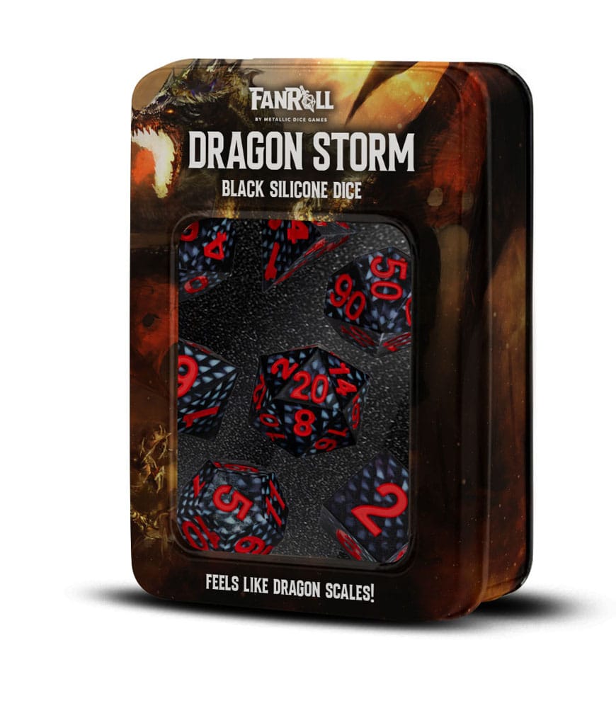 Dragon Storm Sharp Edge Silikonwürfel Set schwarze Drachenskalen (7)