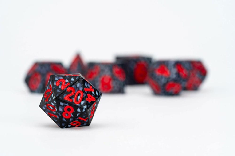 Dragon Storm Sharp Edge Silikonwürfel Set schwarze Drachenskalen (7)