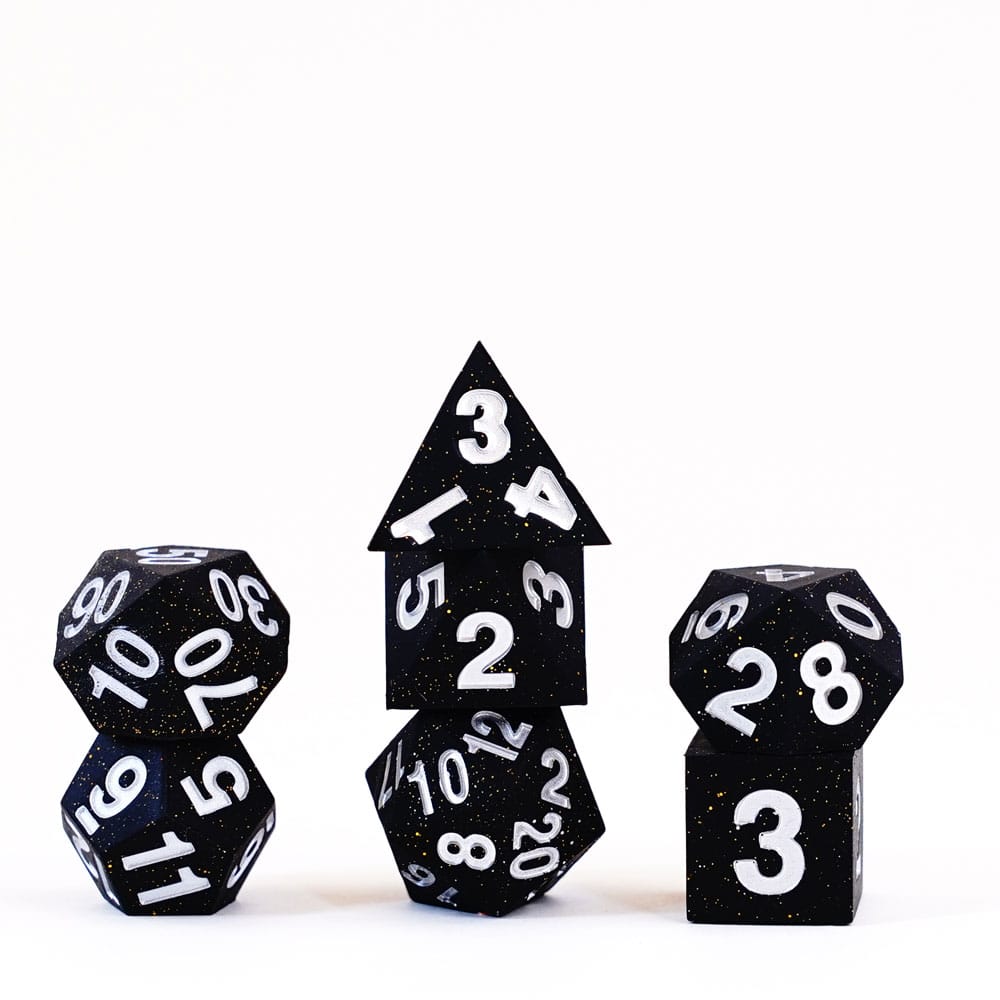 Fanroll Sharp Edge Silicone Dice Set Gold Scatter (7)