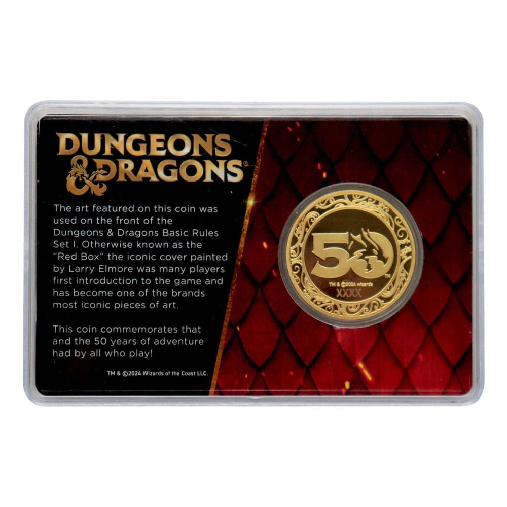 Dungeons & Dragons Collectable Coin 50th Anniversary with Colour Print 24k Gold Plated Edition 4 cm