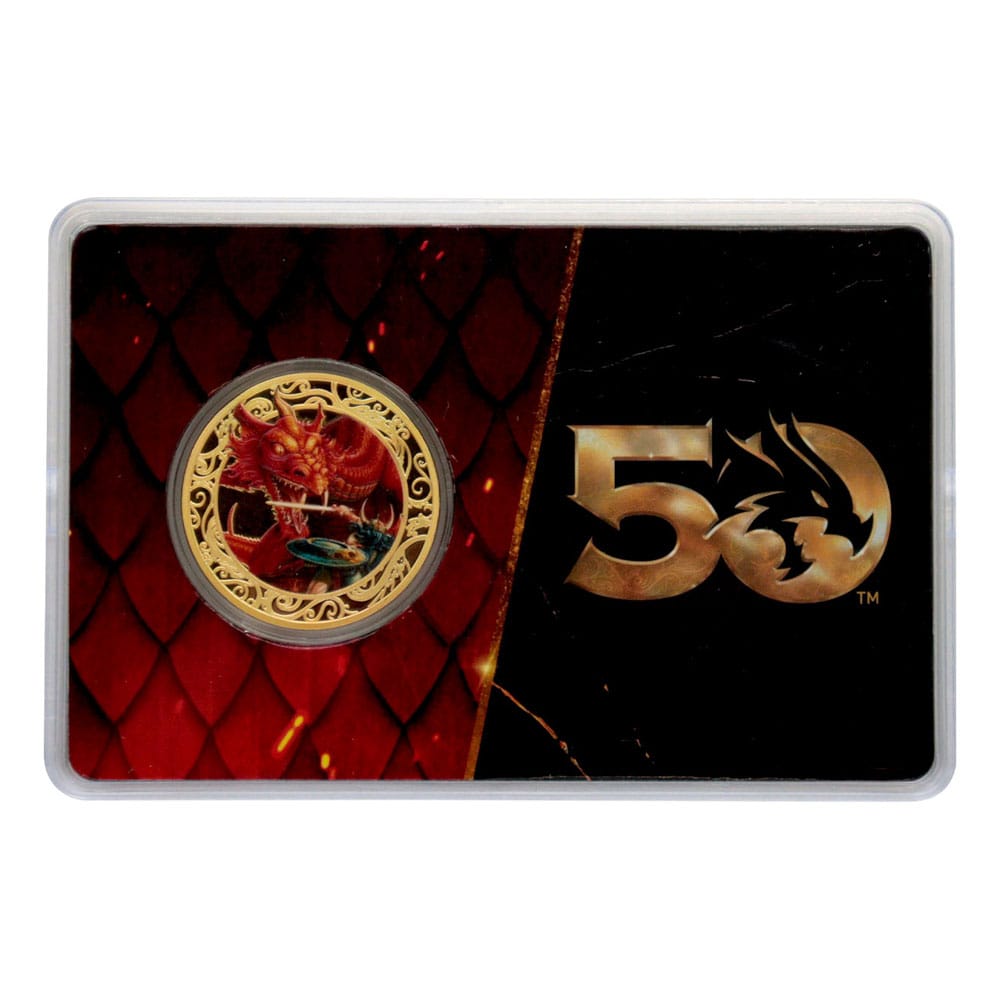 Dungeons & Dragons Collectable Coin 50th Anniversary with Colour Print 24k Gold Plated Edition 4 cm