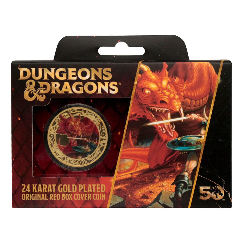 Dungeons & Dragons Collectable Coin 50th Anniversary with Colour Print 24k Gold Plated Edition 4 cm