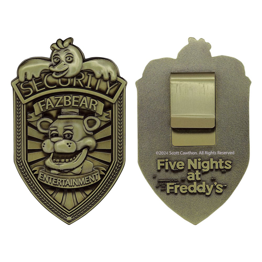 Fem netter på Freddy's Replica Security Badge Antique Brass Edition