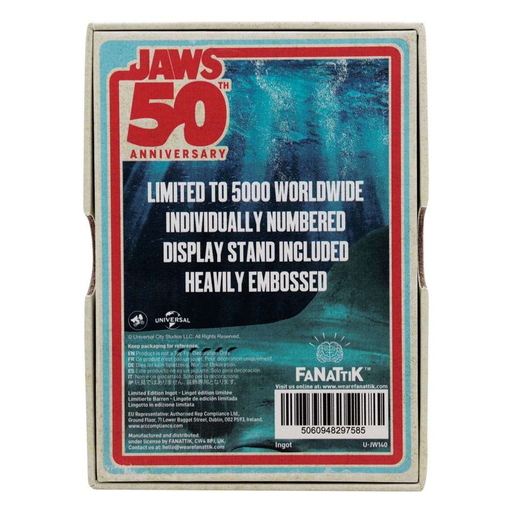 Affiche du 50e anniversaire de Jaws Lingot, édition limitée