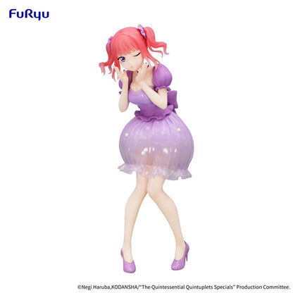 Özlü Quintuplets Trio-try-It PVC heykeli Nakano Nino Pastel Elbise Ver. 21 cm