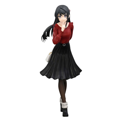Rascal drømmer ikke om Bunny Girl Senpai trio-try-it PVC-statue Mai Sakurajima Winter Outfit Ver. 21 cm