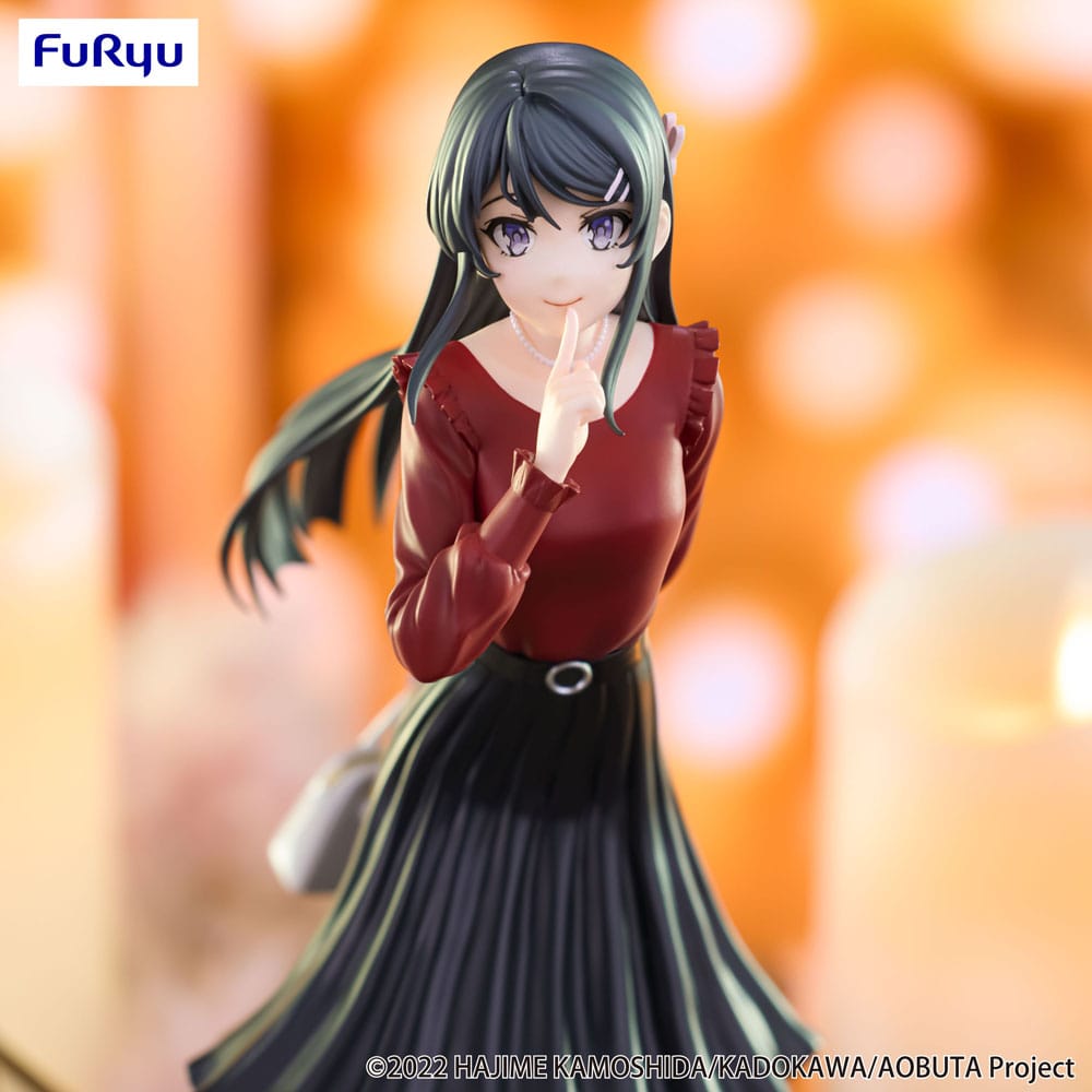 Rascal drømmer ikke om Bunny Girl Senpai trio-try-it PVC-statue Mai Sakurajima Winter Outfit Ver. 21 cm