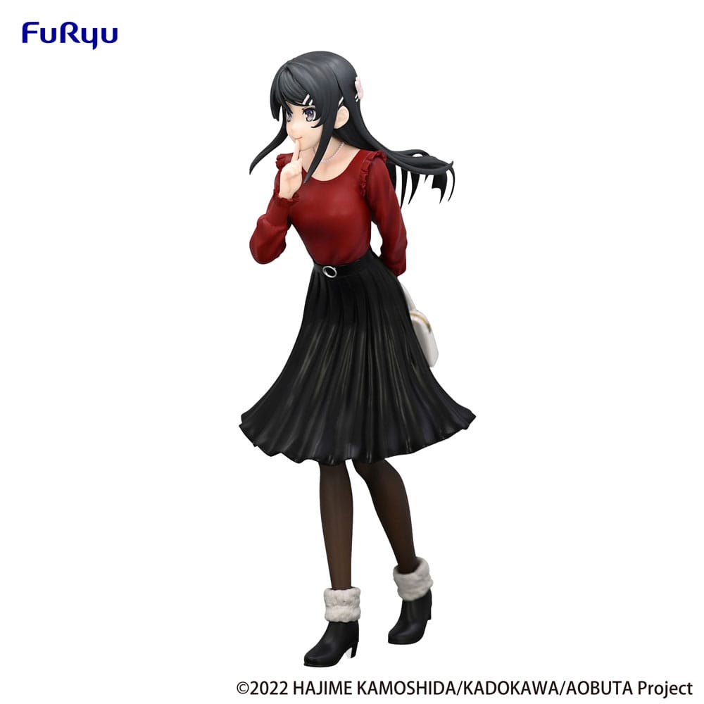 Rascal drømmer ikke om Bunny Girl Senpai trio-try-it PVC-statue Mai Sakurajima Winter Outfit Ver. 21 cm