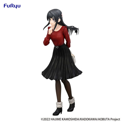 Rascal drømmer ikke om Bunny Girl Senpai trio-try-it PVC-statue Mai Sakurajima Winter Outfit Ver. 21 cm