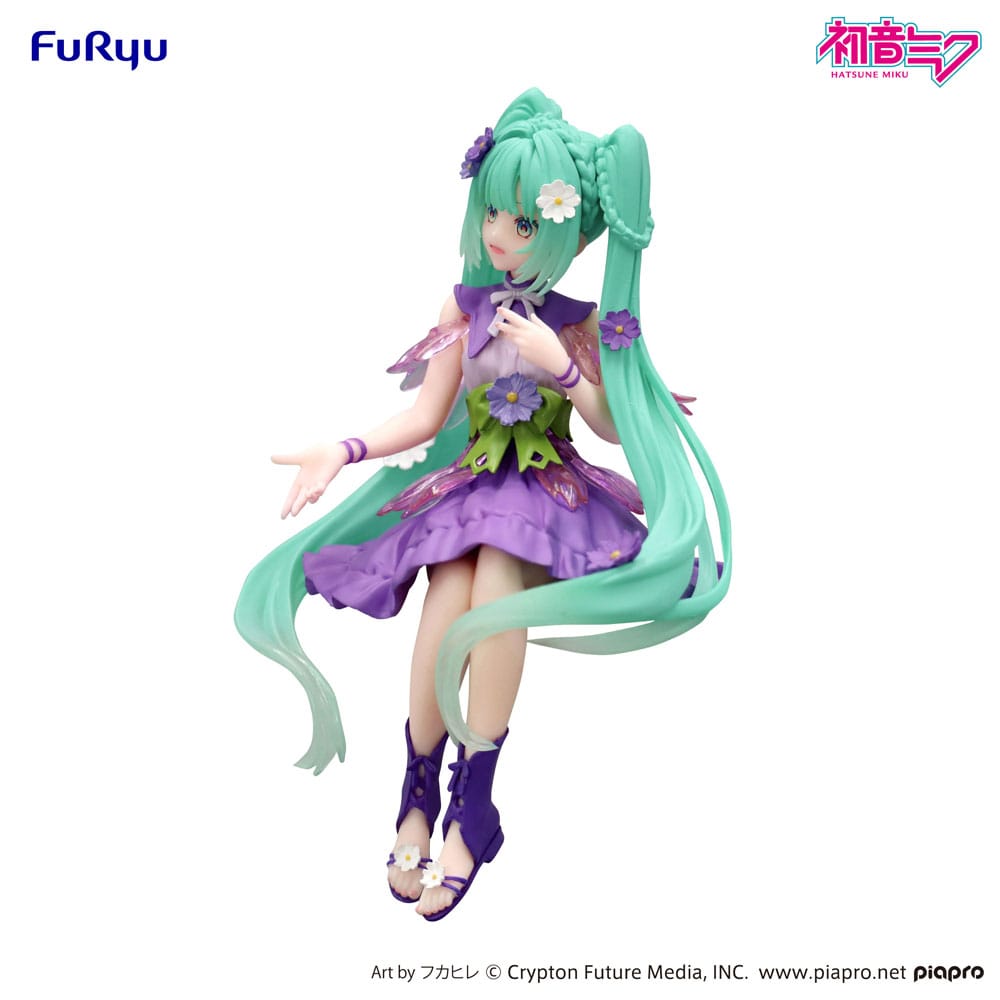 Hatsune Miku čep za rezance PVC statua Cvjetna vila Kozmos Ljubičasta boja ver. 14 cm