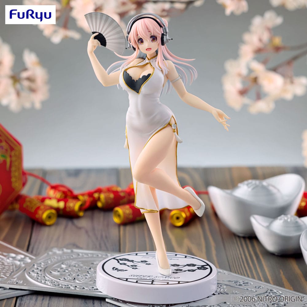 Super Sonico Trio-Try-iT PVC-beeld Wit China Jurk Ver. 21 cm