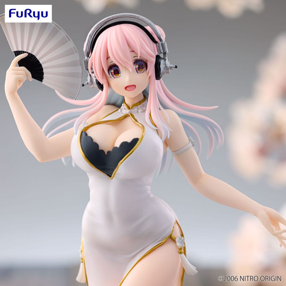 Super Sonico Trio-Try-iT PVC-beeld Wit China Jurk Ver. 21 cm