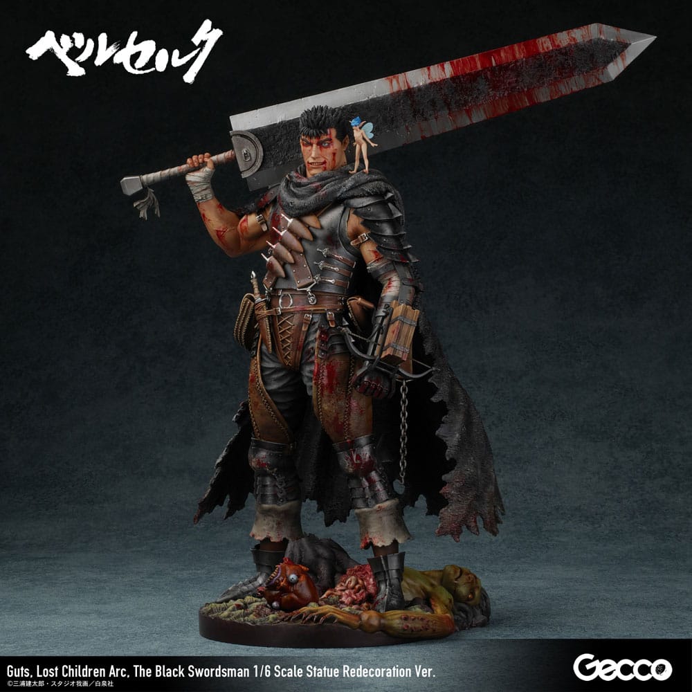 Statua di Berserk 1/6 Guts Lost Children Arc La ridecorazione dello spadaccino nero ver. 38cm