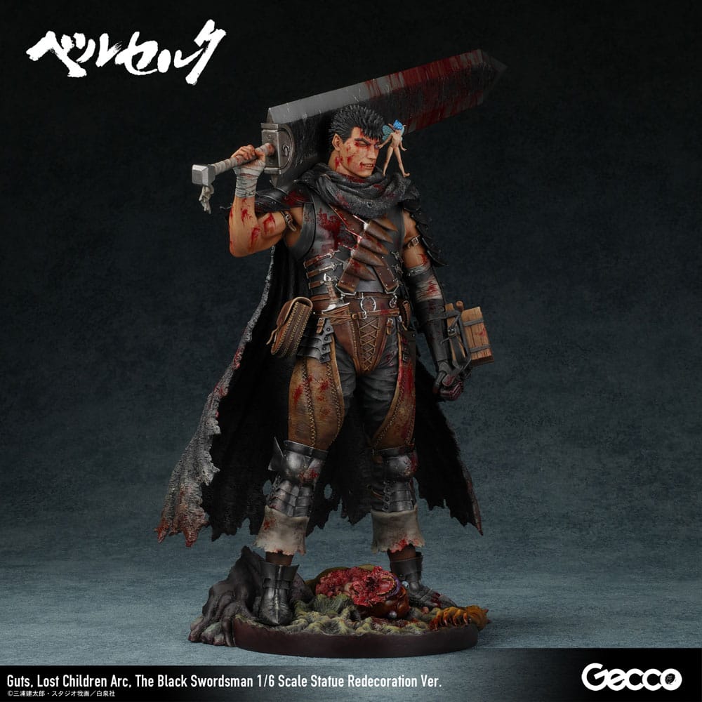 Statua di Berserk 1/6 Guts Lost Children Arc La ridecorazione dello spadaccino nero ver. 38cm