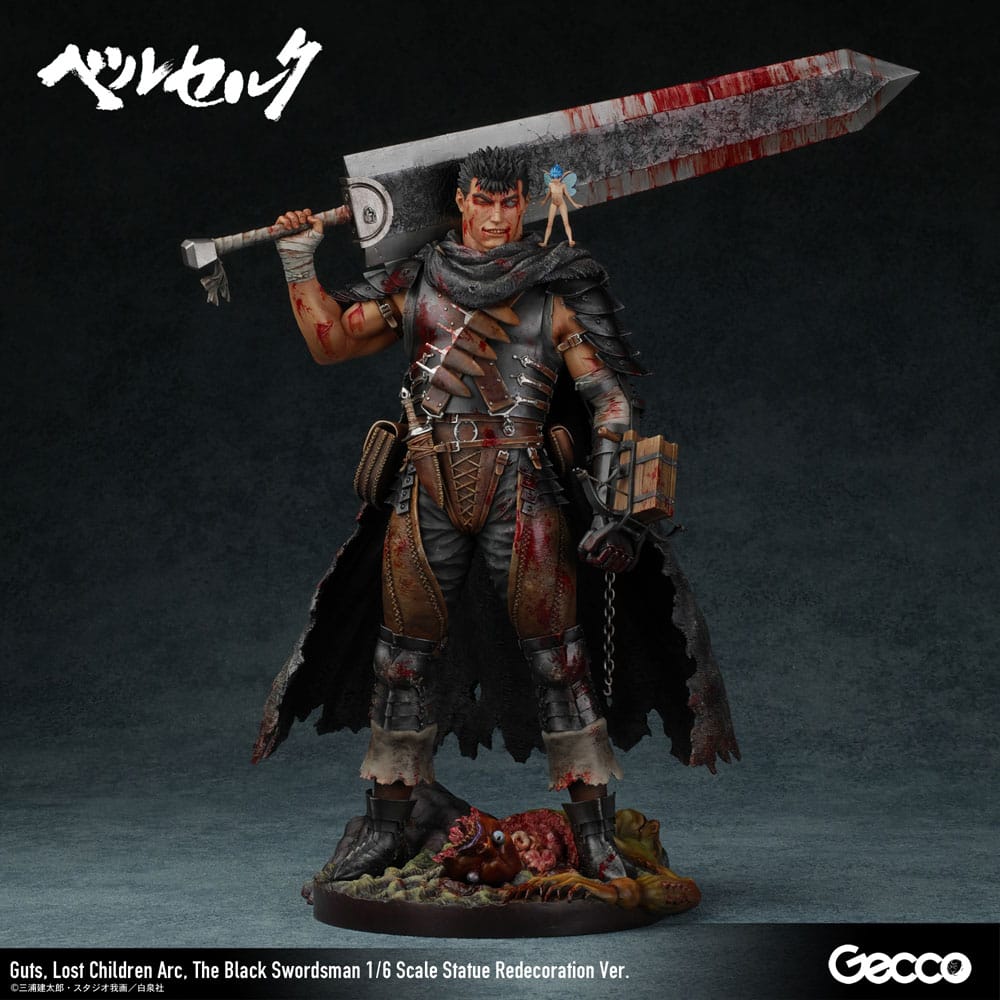 Statua di Berserk 1/6 Guts Lost Children Arc La ridecorazione dello spadaccino nero ver. 38cm