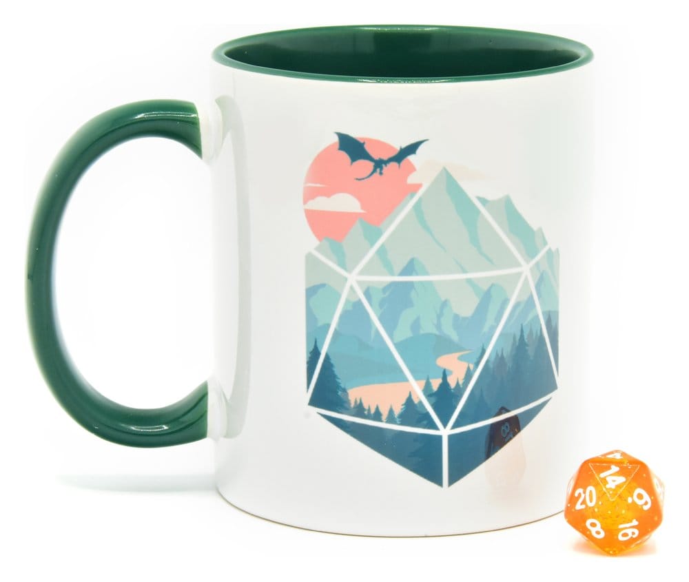 Glassstaff Geschenkset Tasse und Würfel D20 Eine D20-Szene