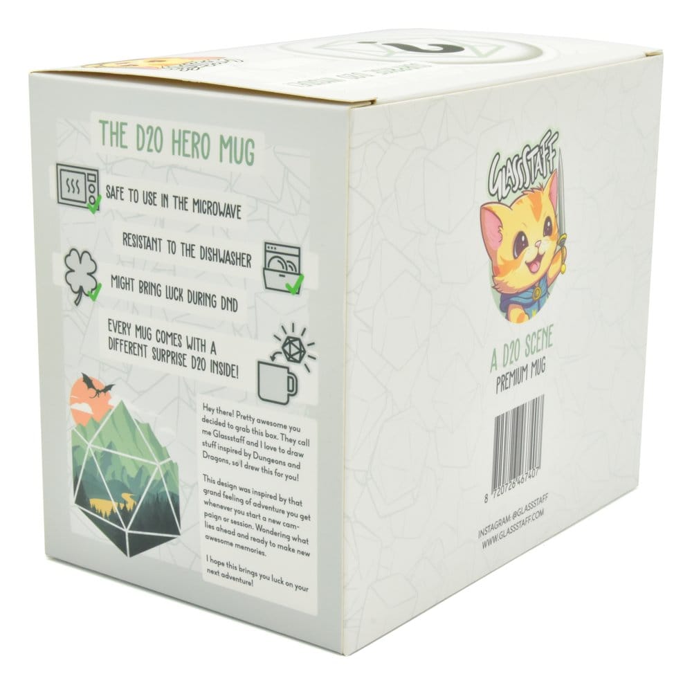 Glassstaff Geschenkset Tasse und Würfel D20 Eine D20-Szene