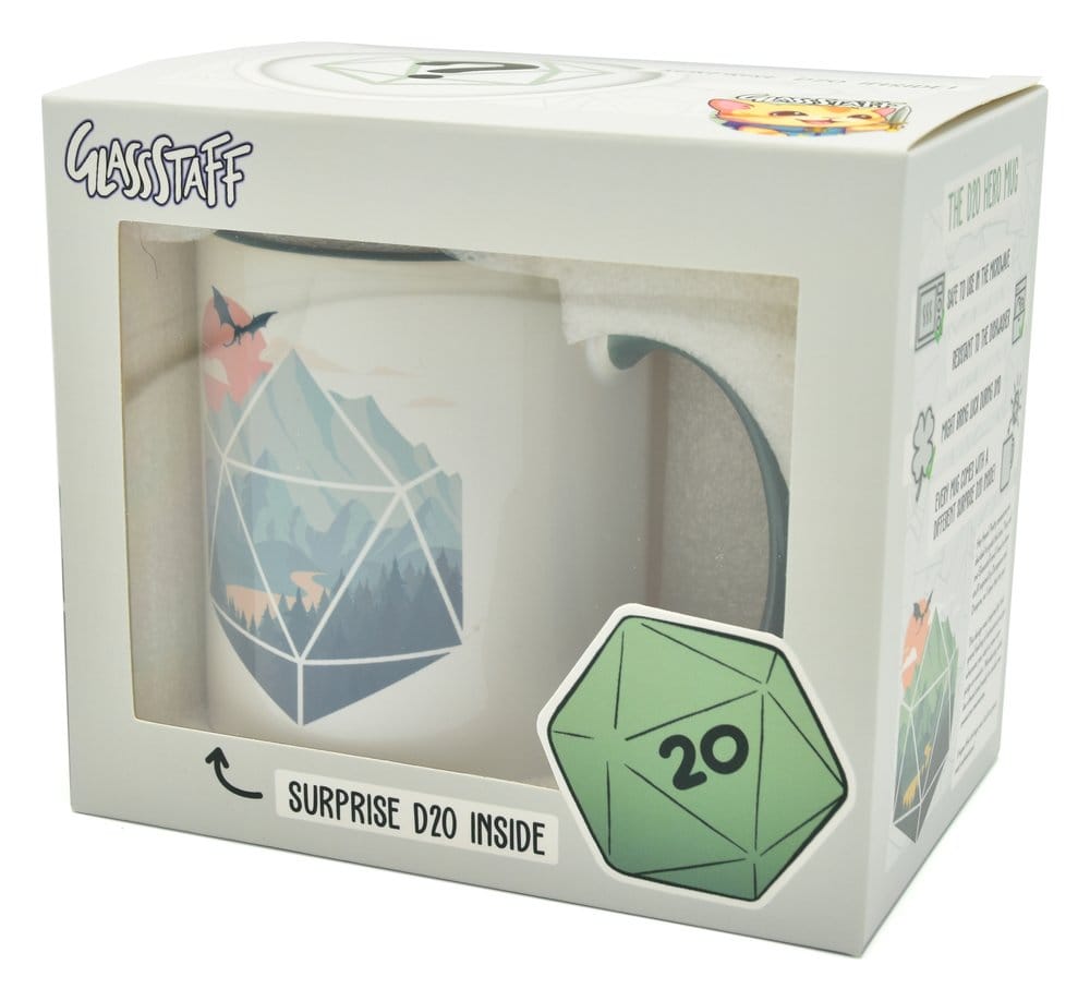 Glassstaff Geschenkset Tasse und Würfel D20 Eine D20-Szene