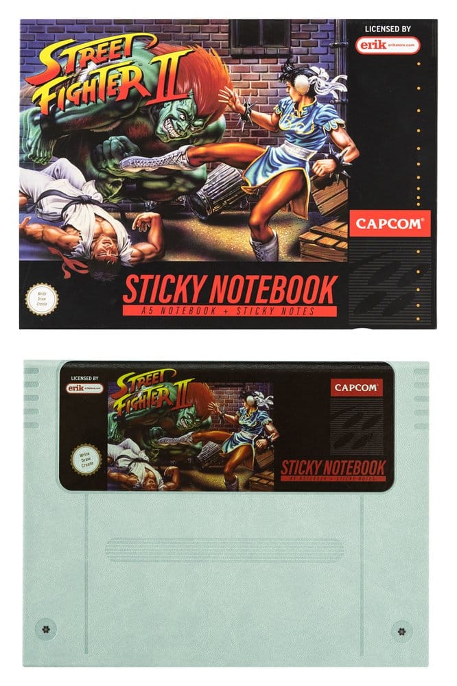 Cuaderno Premium de Street Fighter con notas adhesivas y tapa A5