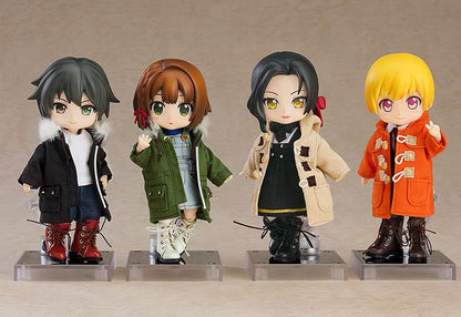 Parti di personaggi originali per figure di bambole nendoroid figure set di abbigliamento caldo: stivali e mod coat (nero)