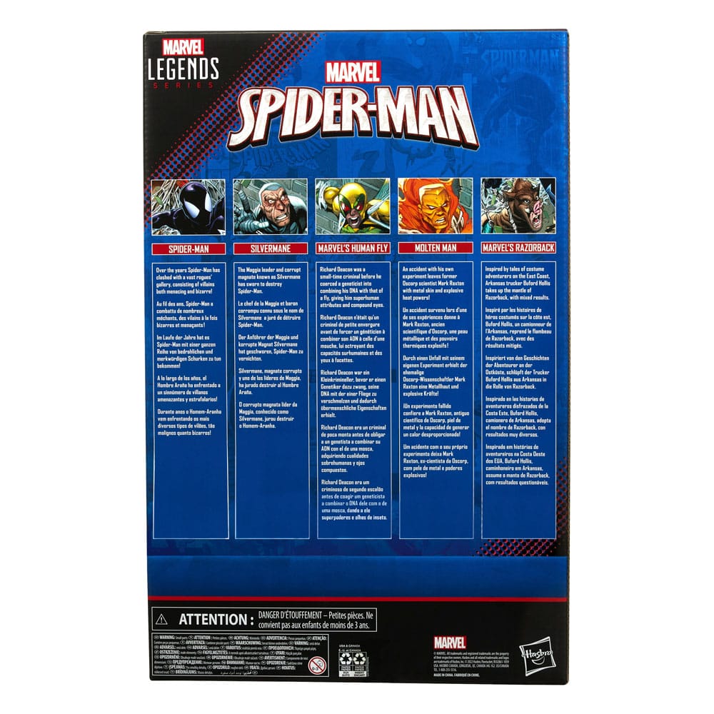 Örümcek Adam Marvel Legends Action Şekil 5 Pack Örümcek Adam, Silvermane, İnsan Sinek, Erimiş İnsan, Razorback 15 Cm