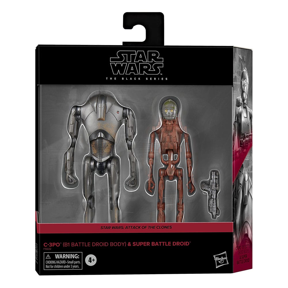 Star Wars Episodio II de la serie negra Figura 2-paquete C-3PO (B1 Battle Droid Body) y Super Battle Droid 15 cm