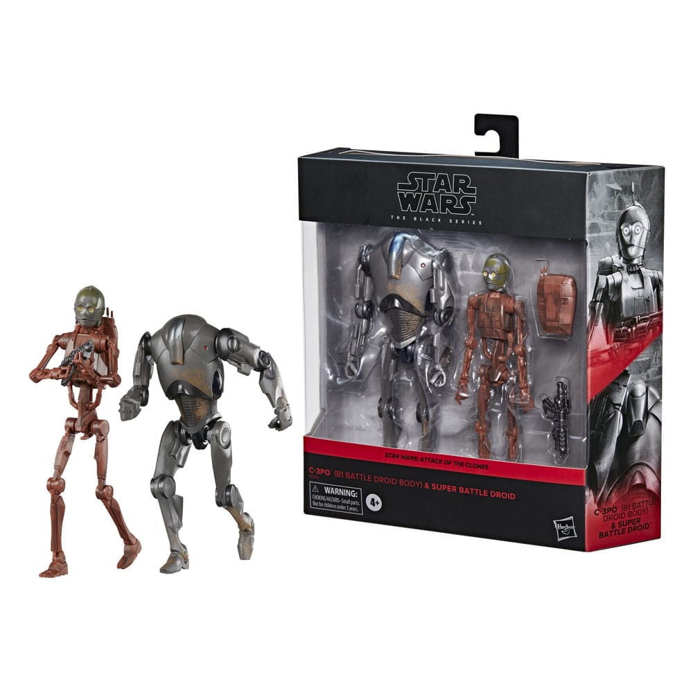 Star Wars Episodio II de la serie negra Figura 2-paquete C-3PO (B1 Battle Droid Body) y Super Battle Droid 15 cm