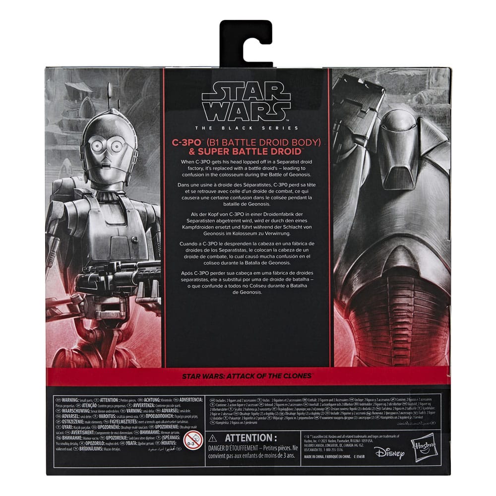 Star Wars Episodio II de la serie negra Figura 2-paquete C-3PO (B1 Battle Droid Body) y Super Battle Droid 15 cm