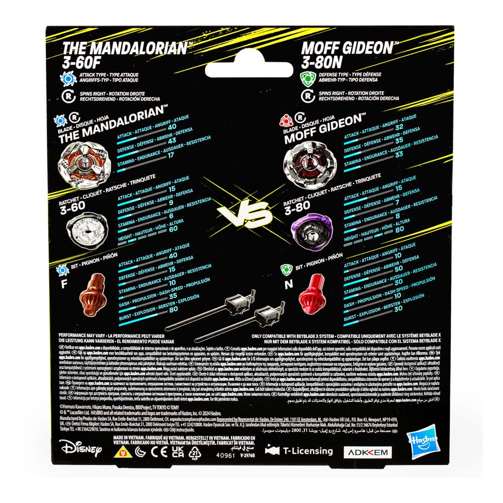Beyblade X og Star Wars samarbejder The Mandalorian 3-60F vs. Moff Gideon 3-80N