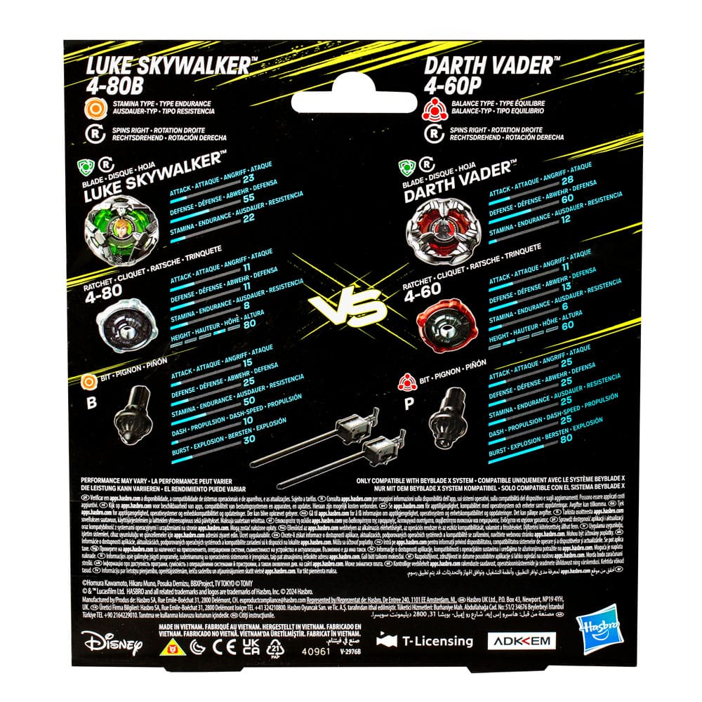 Beyblade X og Star Wars samarbeider Luke Skywalker 4-80B vs. Darth Vader 4-60B