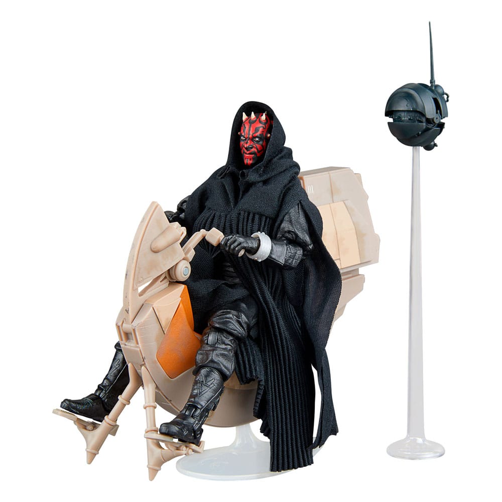 Vehículo Star Wars Episodio I Black Series con figura de acción Darth Maul y Sith Speeder 25º aniversario