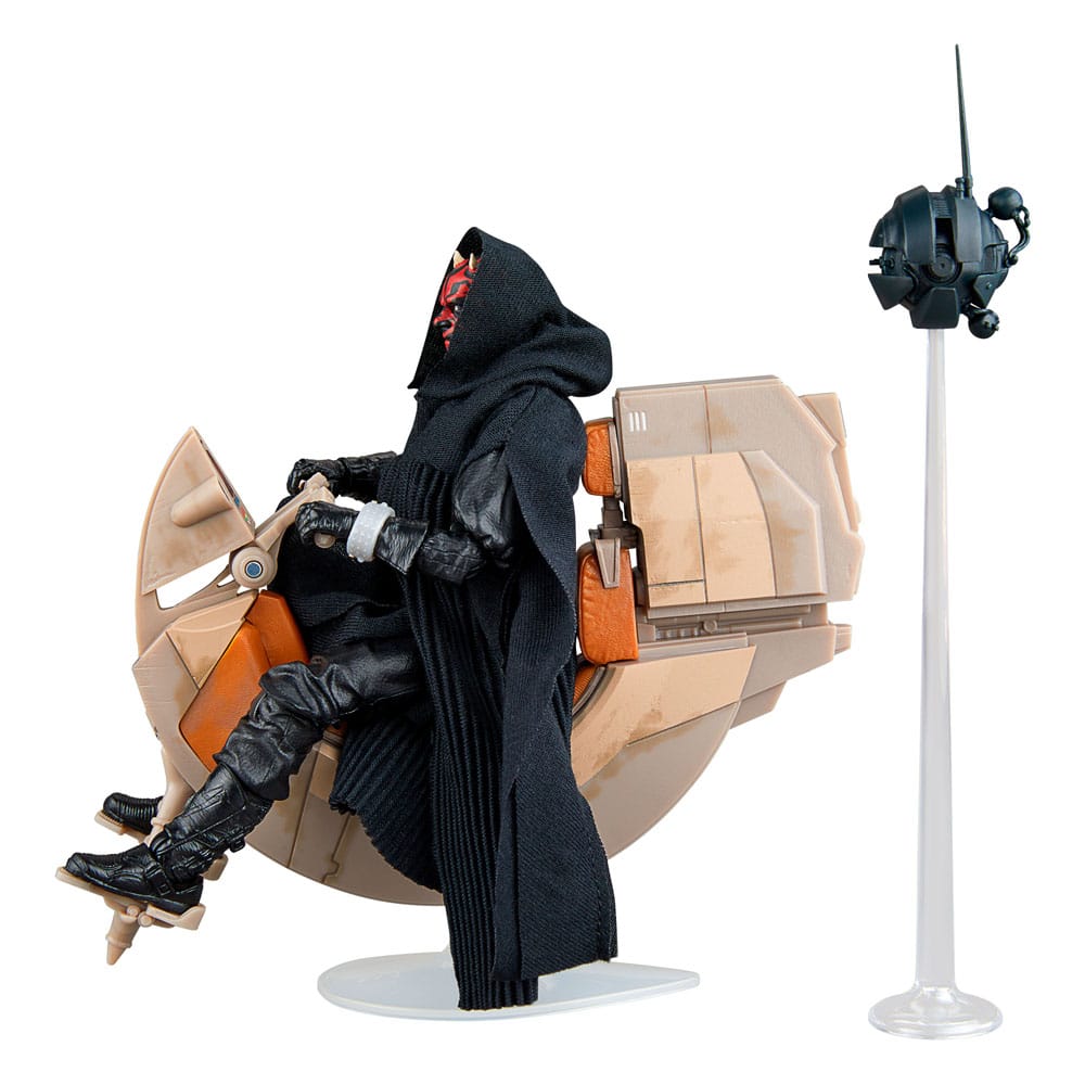 Vehículo Star Wars Episodio I Black Series con figura de acción Darth Maul y Sith Speeder 25º aniversario