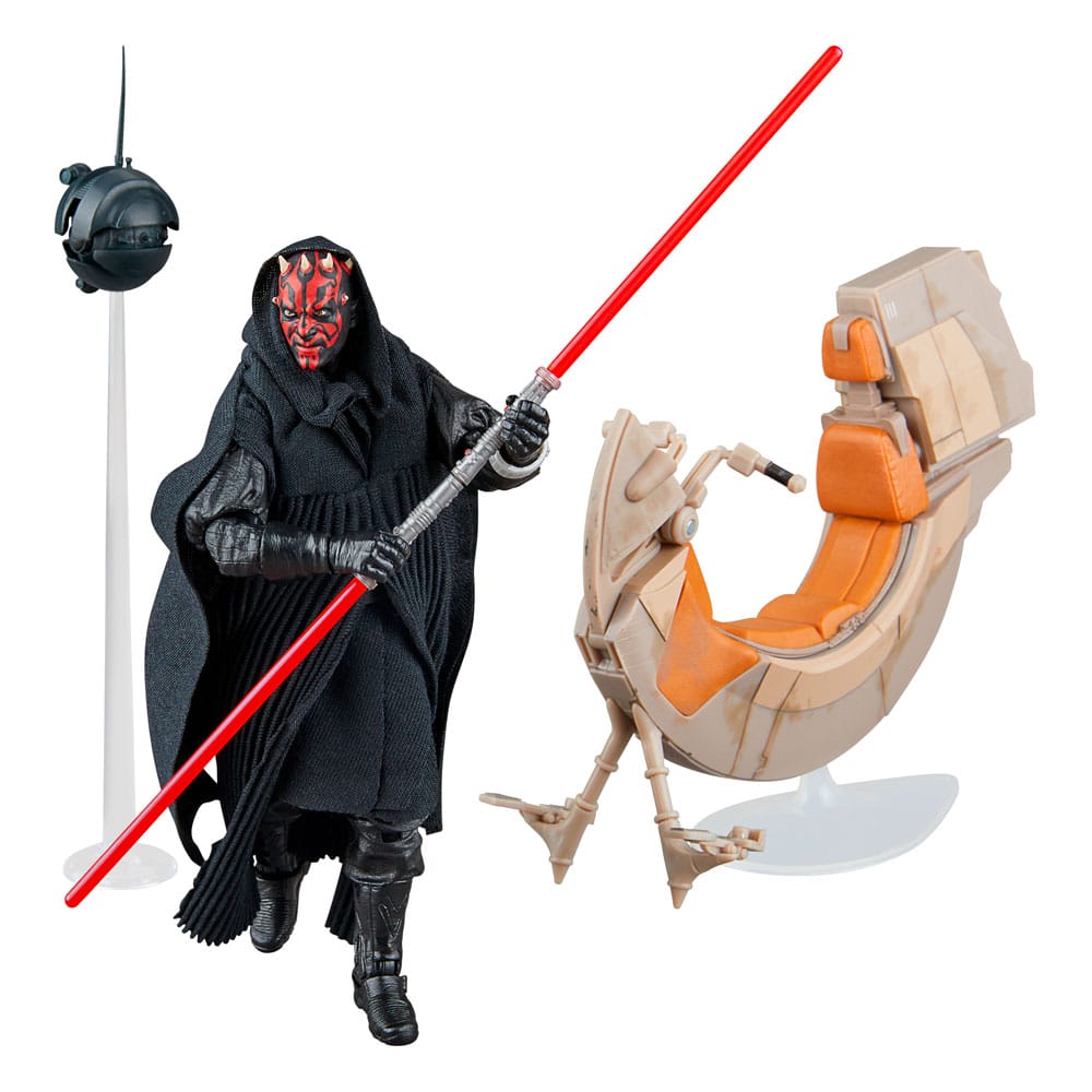 Vehículo Star Wars Episodio I Black Series con figura de acción Darth Maul y Sith Speeder 25º aniversario
