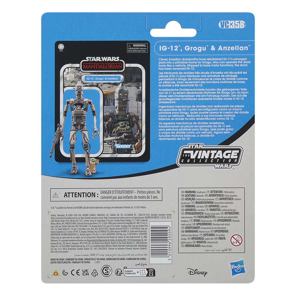 Yıldız Savaşları: Mandalorya Vintage Koleksiyon Aksiyon Şekil 3 Pack IG-12, Grogu ve Anzellan 10 cm