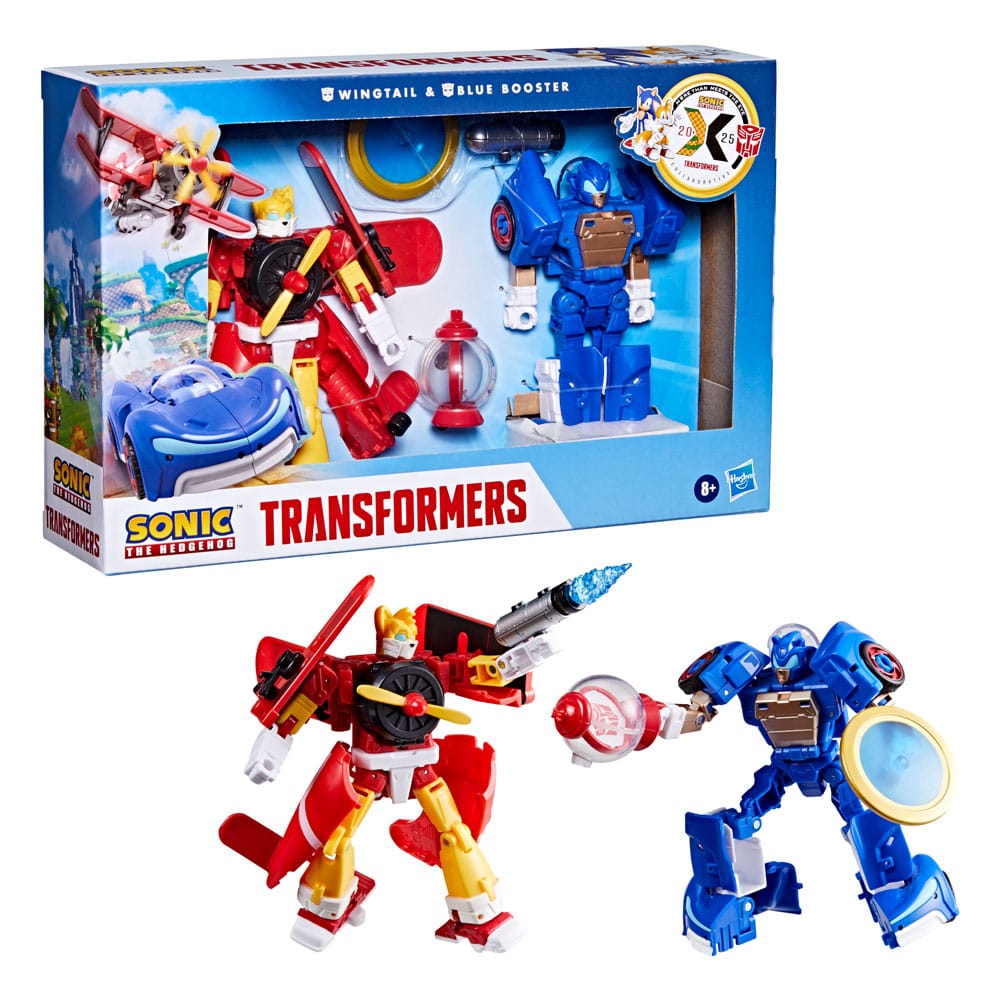 Sonic The Hedgehog X Transformers Action Figue Wingtail & Blue Booster 13 cm