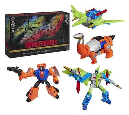 Transformers Age of the Primes Leader Class Action Figur 2-Pack G2 G2 Dinobot Swoop & G2 Dinobot Slam 19 cm
